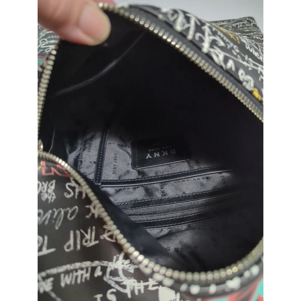 DKNY Tilly Graffiti Fold Over Backpack Purse Top Handle Zip Adjustable